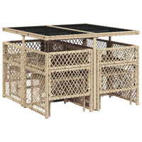 Thumbnail for 9-tlg. Garten-Essgruppe mit Kissen Beige Poly Rattan