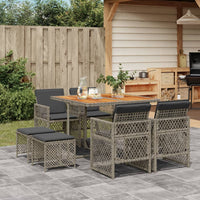 Thumbnail for 9-tlg. Garten-Essgruppe mit Kissen Grau Poly Rattan