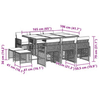 Thumbnail for 11-tlg. Garten-Essgruppe mit Kissen Braun Poly Rattan