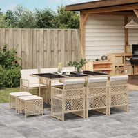Thumbnail for 11-tlg. Garten-Essgruppe mit Kissen Beige Poly Rattan