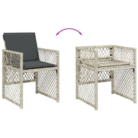 Thumbnail for 11-tlg. Garten-Essgruppe mit Kissen Hellgrau Poly Rattan