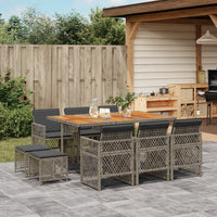 Thumbnail for 11-tlg. Garten-Essgruppe mit Kissen Grau Poly Rattan