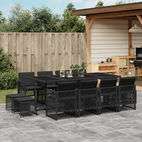 Thumbnail for 13-tlg. Garten-Essgruppe mit Kissen Schwarz Poly Rattan