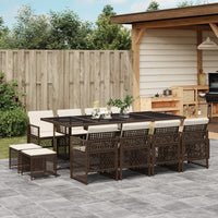 Thumbnail for 13-tlg. Garten-Essgruppe mit Kissen Braun Poly Rattan