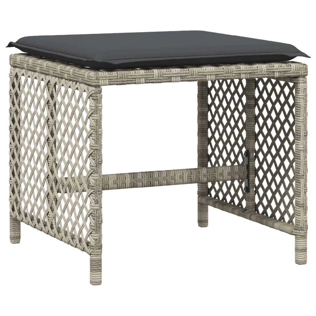 13-tlg. Garten-Essgruppe mit Kissen Hellgrau Poly Rattan