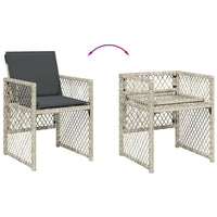 Thumbnail for 13-tlg. Garten-Essgruppe mit Kissen Hellgrau Poly Rattan