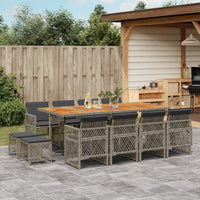 Thumbnail for 13-tlg. Garten-Essgruppe mit Kissen Grau Poly Rattan