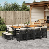 Thumbnail for 13-tlg. Garten-Essgruppe mit Kissen Schwarz Poly Rattan