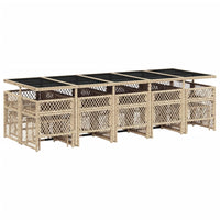 Thumbnail for 15-tlg. Garten-Essgruppe mit Kissen Beige Poly Rattan