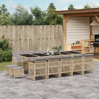 Thumbnail for 15-tlg. Garten-Essgruppe mit Kissen Beige Poly Rattan