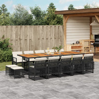 Thumbnail for 15-tlg. Garten-Essgruppe mit Kissen Schwarz Poly Rattan