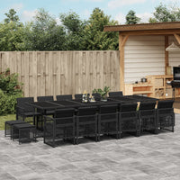 Thumbnail for 17-tlg. Garten-Essgruppe mit Kissen Schwarz Poly Rattan