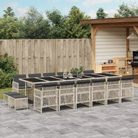 Thumbnail for 17-tlg. Garten-Essgruppe mit Kissen Hellgrau Poly Rattan