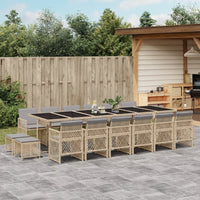 Thumbnail for 17-tlg. Garten-Essgruppe mit Kissen Beige Poly Rattan