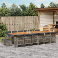 Thumbnail for 17-tlg. Garten-Essgruppe mit Kissen Grau Poly Rattan