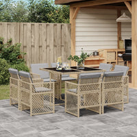 Thumbnail for 9-tlg. Garten-Essgruppe mit Kissen Beigemischung Poly Rattan