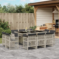Thumbnail for 11-tlg. Garten-Essgruppe mit Kissen Hellgrau Poly Rattan