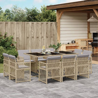 Thumbnail for 11-tlg. Garten-Essgruppe mit Kissen Beigemischung Poly Rattan