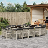 Thumbnail for 15-tlg. Garten-Essgruppe mit Kissen Hellgrau Poly Rattan