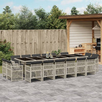 Thumbnail for 17-tlg. Garten-Essgruppe mit Kissen Hellgrau Poly Rattan