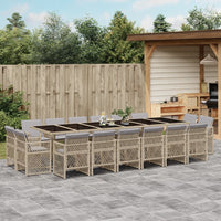 Thumbnail for 17-tlg. Garten-Essgruppe mit Kissen Beigemischung Poly Rattan