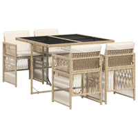 Thumbnail for 5-tlg. Garten-Essgruppe mit Kissen Beige Poly Rattan