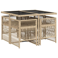 Thumbnail for 5-tlg. Garten-Essgruppe mit Kissen Beige Poly Rattan