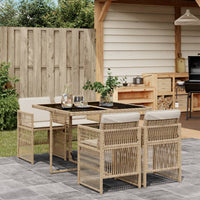 Thumbnail for 5-tlg. Garten-Essgruppe mit Kissen Beige Poly Rattan