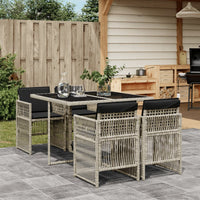 Thumbnail for 5-tlg. Garten-Essgruppe mit Kissen Hellgrau Poly Rattan