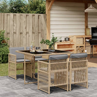 Thumbnail for 5-tlg. Garten-Essgruppe mit Kissen Beigemischung Poly Rattan