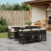 Thumbnail for 7-tlg. Garten-Essgruppe mit Kissen Schwarz Poly Rattan
