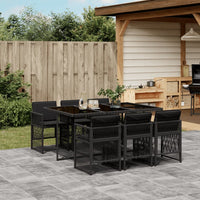 Thumbnail for 7-tlg. Garten-Essgruppe mit Kissen Schwarz Poly Rattan