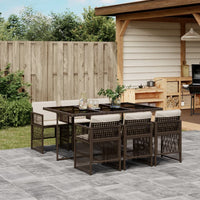 Thumbnail for 7-tlg. Garten-Essgruppe mit Kissen Braun Poly Rattan
