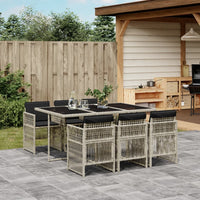 Thumbnail for 7-tlg. Garten-Essgruppe mit Kissen Hellgrau Poly Rattan