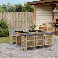 Thumbnail for 7-tlg. Garten-Essgruppe mit Kissen Beigemischung Poly Rattan