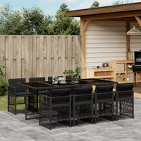 Thumbnail for 9-tlg. Garten-Essgruppe mit Kissen Schwarz Poly Rattan