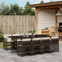 Thumbnail for 9-tlg. Garten-Essgruppe mit Kissen Braun Poly Rattan