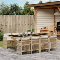 Thumbnail for 9-tlg. Garten-Essgruppe mit Kissen Beige Poly Rattan