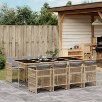 Thumbnail for 9-tlg. Garten-Essgruppe mit Kissen Beigemischung Poly Rattan