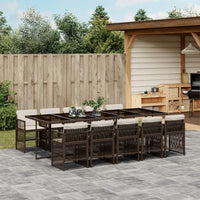 Thumbnail for 11-tlg. Garten-Essgruppe mit Kissen Braun Poly Rattan