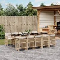 Thumbnail for 11-tlg. Garten-Essgruppe mit Kissen Beige Poly Rattan
