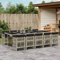 Thumbnail for 11-tlg. Garten-Essgruppe mit Kissen Hellgrau Poly Rattan