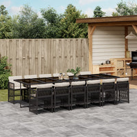 Thumbnail for 13-tlg. Garten-Essgruppe mit Kissen Schwarz Poly Rattan