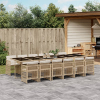 Thumbnail for 13-tlg. Garten-Essgruppe mit Kissen Beige Poly Rattan