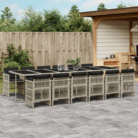 Thumbnail for 13-tlg. Garten-Essgruppe mit Kissen Hellgrau Poly Rattan