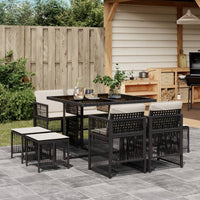 Thumbnail for 9-tlg. Garten-Essgruppe mit Kissen Schwarz Poly Rattan