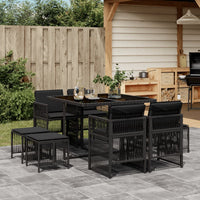 Thumbnail for 9-tlg. Garten-Essgruppe mit Kissen Schwarz Poly Rattan