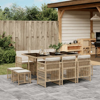 Thumbnail for 11-tlg. Garten-Essgruppe mit Kissen Beige Poly Rattan