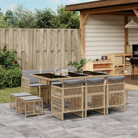 Thumbnail for 11-tlg. Garten-Essgruppe mit Kissen Beigemischung Poly Rattan