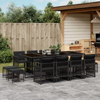 Thumbnail for 13-tlg. Garten-Essgruppe mit Kissen Schwarz Poly Rattan